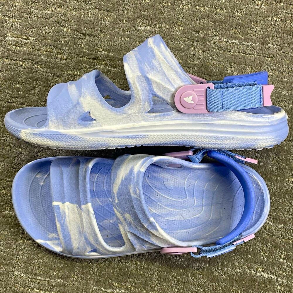 Girls Kids Sport water Sandal Marbled Purple/White Blue Pink Strap US 4